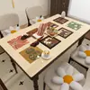 Couro Sintético com Textura Anti-Escaldante Luxo Leve Estilo Boêmio Toalha de Mesa para Mesa de Centro Toalha de Mesa para Mesa de Jantar Europeia Capa de Mesa Lavável Impermeável à Prova de Óleo