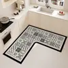Alfombrilla de suelo para cocina en forma de L resistente a la suciedad y fácil de cuidar alfombrilla de suelo de tierra de diatomeas para el hogar absorción de agua absorción de aceite alfombrilla antideslizante suministro directo de fabricantes