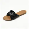 Sandalias Planas de Mujer con Nudo Retorcido y Pliegues para Comercio Exterior Transfronterizo, Sandalias Minimalistas Simples Estilo Coreano para Vacaciones, Zapatos de Mujer para Primavera y Verano en Stock