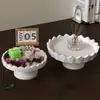 Estilo Ins Bandeja de Renda Coração Ondulado Molde de Silicone DIY Aromaterapia Gesso Prato de Pé Alto Molde de Bandeja de Armazenamento