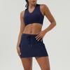 Falda de Tenis Nueva Transfronteriza Traje Deportivo de Ocio Ropa de Yoga Naked Sujetador Push-up a Prueba de Golpes Set de Dos Piezas para Fitness