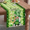 Calle Popular de Temu. Mantel de Mesa de Patrick con Estampado de Tréboles y Enanos, Material de Lino, Mantel Decorativo para Fiesta de Primavera