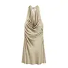 Comercio Exterior Ropa de Mujer 2026 Primavera Nuevo Estilo Europeo y Americano Ajustado Satén Cuello Halter Espalda Descubierta Vestido 1323758 Poliéster