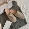 Pantuflas Birkenstock de piel genuina, mules slip-on minimalistas, versátiles zuecos casuales de gamuza con punta redonda