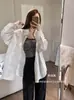 Camisola com design de botões listrados e bojos fixos, modeladora e que valoriza a silhueta, peça externa sexy sem costas, camada base, top tomara-que-caia para mulheres