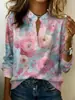 Camisa casual suelta de manga larga con estampado floral europeo y americano, transfronteriza Amazon AliExpress