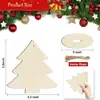 Recorte de Navidad de madera en blanco sin terminar adorno de escritorio DIY etiqueta de árbol de Navidad de madera en blanco con base de cuerda