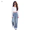 Jeans de Corazón de Amor para Niñas 2026 Nuevo Estilo de Otoño para Niños Medianos y Grandes Pantalones Anchos Sueltos Pantalones de Pierna Recta Pantalones Largos Casuales de Principios de Otoño
