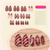 Unhas Usáveis de Natal Listradas Vermelhas Francesas Brilhantes Unhas Postiças Manicure de Alta Qualidade Unhas Usáveis Atacado Unha