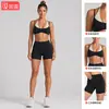 Conjunto de roupa de yoga feminina transfronteiriça com bolinhas em cores contrastantes, top esportivo com gola halter, conjunto de shorts de ciclismo e fitness para atividades ao ar livre de secagem rápida