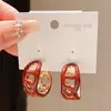 Pendientes de Plata Bañados en Oro Real de 18K con Aguja de Plata, Forma de Gota de Aceite, Corte Geométrico, Forma de C, Simples, Retro, Estilo Hong Kong, Nicho, Pendientes de Gama Alta