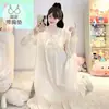 Bata de noche para mujer talla grande para primavera y otoño, con copas en el pecho, algodón nube, manga larga, estilo princesa, adecuada para mujeres de talla grande, se puede usar como ropa de casa y se puede usar en el exterior