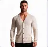 Cardigan de Punto de Manga Larga con Cuello en V de Color Sólido Estilo Europeo y Americano para Hombre Otoño/Invierno 2026 Suéter Delgado de Moda Ropa Cálida para Hombre