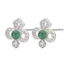 Silver City Aretes de Tachuela Franceses de Plata de Ley S925 Set de Plata Avanzado con Calcedonia de Hielo Natural Exquisitos Aretes de Diamante Yang Verde de Hielo Alto