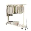 Perchero Extra Grueso de Pie Vertical Móvil Estilo Crema para Colgar Ropa Simple Perchero Móvil para Secar Ropa