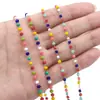 Corrente de Contas Gota de Óleo de Aço Inoxidável Titânio Aço Feito à Mão DIY Corrente Joias Vidro de Cristal Contas Margarida Corrente de Extensão Acessórios