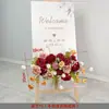 Celebración de Boda Banquete de Compromiso Letrero de Bienvenida Tablero KT Decoración Floral Artificial Arreglo de Flores Artificiales Ceremonia de Entrega Ambiente