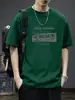 Camiseta de Verão Masculina com Gola Redonda e Manga Curta, Estilo Novo com Estampa de Letras, Solta e Versátil, Blusa Fina e Respirável de Manga Meia-Manga Atacado