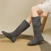 Botas hasta la rodilla estilo páramo para mujer, nuevas botas de alta gama para otoño e invierno 2026, botas de montar de tubo alto vintage Maillard