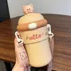 Nueva Celebridad de Internet de Alto Valor Niña de Dibujos Animados Taza de Agua de Gran Capacidad Taza Linda con Popote Estudiante Ins Portátil Vaso de Vidrio