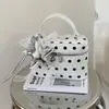 Bolsa de Mão Transfronteiriça com Bolinhas Simples para Mulheres, Bolsa Caixa Fashion, Bolsa Versátil de Ombro e Transversal para o Verão com Acabamento Texturizado