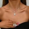 Joyería transfronteriza europea y americana para novias, collar con pendientes y gotas de agua de circón, accesorios para trajes, para reuniones diarias, fiestas y cenas.