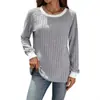 Ropa de Mujer Transfronteriza Europea y Americana 2025 Estación Independiente Amazon Otoño e Invierno Nuevo Cuello Redondo Color de Contraste Manga Larga Camiseta de Punto