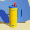 Novo Copo de Gelo de Grande Capacidade com Alto Apelo Estético para Estudantes, Simples e Portátil com Alça e Canudo, Copo Térmico para Exterior, Copo para Carro