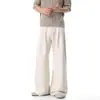 Calças Drapeadas de High Street com Corte Clean Estilo Americano para Homens, Moda Casual Loose de Perna Reta de Marca de Nicho da Primavera