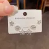 Pendientes Cortos de Circonita Microincrustada para Cabello Corto, Estilo Coreano y Japonés, Modernos y Versátiles, Conjunto Sencillo de Tres Piezas de Pendientes para Mujer
