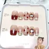 Unhas Usáveis Tendência Apple Kitty para Meninas Doces Unhas Curtas Feitas à Mão Arte de Unhas Falsas Adesivos Estilo Cute Ins