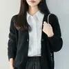 Cárdigan de algodón puro grueso estilo perezoso con cuello en V para mujer, chaqueta suéter de punto suelto casual, top cálido