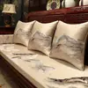 Cojines de Sofá de Secuoya Estilo Chino Nuevos Cuidadosamente Seleccionados con Bordado, Fundas para Cojines de Sofá de Muebles de Madera Maciza, Juego de Cinco Piezas para Cojines de Cama Luohan