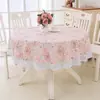 Toalha de Mesa Personalizada, Toalha de Mesa Pastoral, Toalha de Mesa Redonda de Plástico PVC Doméstica, Toalha de Mesa de Renda Impermeável e à Prova de Óleo, Lote de Flanela
