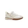 Couro de Vaca Super Macio Tênis de Treino Retro Alemão Feminino Solado Grosso Salto Escondido Cadarço Casual Calçados Esportivos Sapatos Brancos Versátil Tênis Forrest Gump