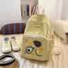 Mochila de Moda de Nuevo Color Combinado Linda Estampado de Dibujos Animados Bolso Escolar para Estudiante Mochila Casual Ligera de Nailon