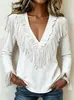 Nuevo abrigo de moda ajustado para otoño e invierno para mujer, de gamuza con borlas, cuello en V, estilo europeo y americano, transfronterizo
