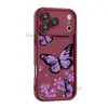 Capa Protetora Roxo Retro Borboleta Floral para Celular Iphone17Pm Silicone Fosco Concha Macia Capa de Celular para Menina Multicolor