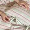 Fiesta a Rayas|Estilo coreano rosa y verde a rayas simple todo algodón teñido en hilo algodón lavado juego de cuatro piezas sábana bajera de 1.8m estilo algodón puro