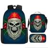 Venta caliente europea y americana Mochila de Navidad Mochila con impresión digital 3D Bolso Estuche para lápices Set de tres piezas