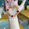 [Ruyi Rico] Pulseira de Cristal Amarelo Citrino Natural Torre Design Original Ágata Vermelha Cordão de Mão Presente para Mulheres