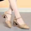 Zapatos de Mamá, Nuevo Estilo Verano 2025, Suela Suave, Sandalias Cómodas de Trabajo para Mujer, Punta Cerrada, Correa Única, Zapatos Huecos Negros de Una Sola Correa