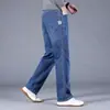 Jeans de Verano para Hombre Gordo Extra Grande Extra Grande Casual de Negocios Combinan con Todo Cintura Media-Alta Alta Elasticidad Sueltos Jeans