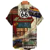 2024 nueva camisa transfronteriza para hombre Highway 66 camisa con estampado digital 3D motocicleta locomotora comercio exterior europeo y americano