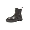 Botas Chelsea plataforma estilo britânico para mulheres Outono e Inverno 2023 Novas Botas Martin retrô com forro de pele de ovelha e lã Botas de neve de lã