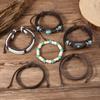 Popular Nuevo Producto Transfronterizo Europeo y Americano Cuero Múltiples Capas Retro Geométrico Incrustado Turquesa Tejido a Mano Juego de Seis Pulseras
