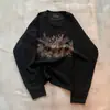 Y2K High Street Retro Americano Gótico Estilo Dark Punk Estampa Moda Vintage Casual Personalizada Camiseta de Manga Longa
