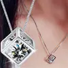Collar de Zirconia Pequeño Cubo de Azúcar de Moda Lujoso Ligero para Mujer, Cadena Minimalista para Clavícula con un Colgante de Alta Gama