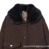 Ropa de Mujer Transfronteriza Invierno 2025 Nuevo Estilo Europeo y Americano Chaqueta de Sarga con Cuello de Piel Moda Chaqueta 1250910