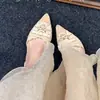 Zapatos de Mujer de Encaje Estilo Francés con Punta Aguda y Moño, Nuevos Zapatos de Moda Planos sin Cordones para Primavera/Verano con Aumento de Altura Oculto